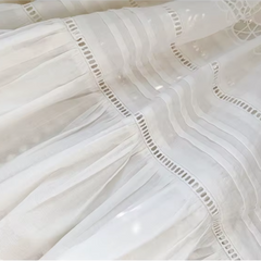 White Broderie Cotton Blouse and Skirt Set