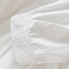 White Broderie Cotton Maxi Dress with Tassel Ties