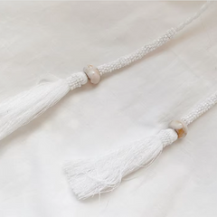 White Broderie Cotton Maxi Dress with Tassel Ties