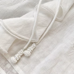 White Broderie Cotton Linen Blouse and Skirt Set