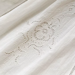 White Broderie Cotton Linen Blouse and Skirt Set