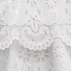 White Broderie Cotton Half Sleeve Top and Shorts Set