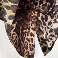 OUTLET Italian Luxury Pure Silk Leo print long sleeve midi dress, SIZE M / EU36 / US6