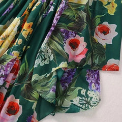 Luxury Green Mulifloral chiffon Boho dress