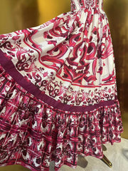 Fashion Designer Summer Cotton Dress Women Spaghetti Strap Sleeveless Flowers Print Vintage Party Backless Long Dress
