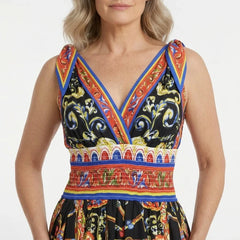 Carretto Maxi Dress with Bow Shoulders