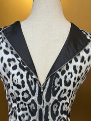 Women Silk Black Leopard Print Midi Dress