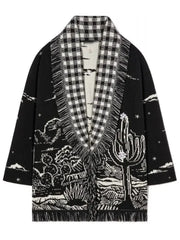 Belted Desert Night Fringed Cardigan