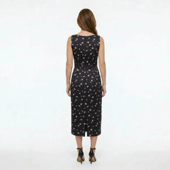 Pink Carnations Floral Silk Midi Dress