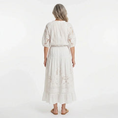 White Broderie Cotton Blouse and Skirt Set