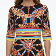 Carretto Silk Midi Dress with Half Sleeves