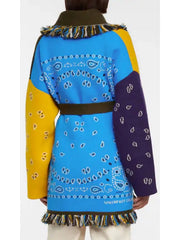 Color-Contrasting Bandana Jacquard Cashmere-Blend Cardigan
