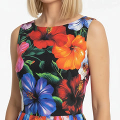 Multicolour Floral Cotton Midi Dress