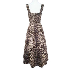 Italian Brown Leopard print push up 100% cotton dress