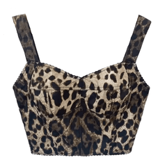 Luxury Leo print lingerie style 100% cotton top