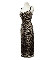 Silk Leopard Midi Lingerie Style Dress