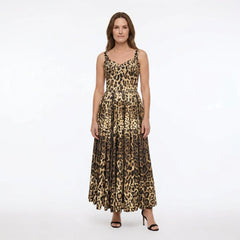 Leopard Cotton Maxi Bustier Dress