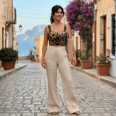 Luxury Leo print lingerie style 100% cotton top