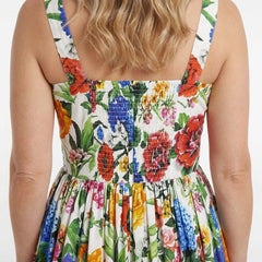Luxury Summer Multi Floral print maxi cotton dress