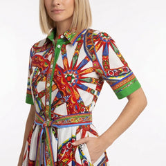 Sicilian Carretto Cotton Midi Shirt Dress