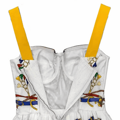 Sicilian Carnival White Cotton Midi Dress