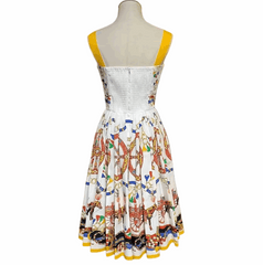 Sicilian Carnival White Cotton Midi Dress