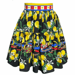 Sicilian Lemons Cotton Knee Length Skirt