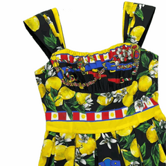 Sicilian Lemons Cotton Midi Dress