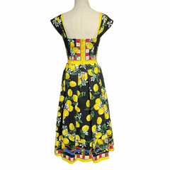 Sicilian Lemons Cotton Midi Dress