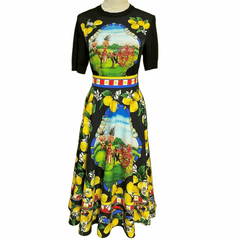Sicilian Lemons Cotton Midi Skirt