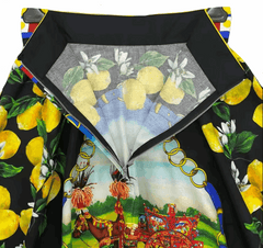Sicilian Lemons Cotton Midi Skirt