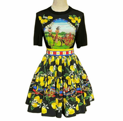 Sicilian Lemons Black Silk & Wool Knitted Top
