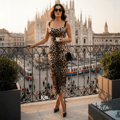 Silk Leopard Midi Lingerie Style Dress