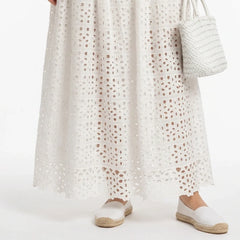 White Broderie Cotton Sleeveless Top and Skirt Set