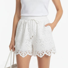 White Broderie Cotton Top and Shorts Set