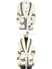 Two-Toned Fringed Wool And Cashmere Cardigan