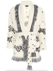 Two-Toned Fringed Wool And Cashmere Cardigan