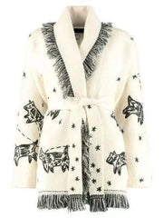 Two-Toned Fringed Wool And Cashmere Cardigan