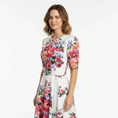 Floralia Italiana Cotton Midi Dress with Pockets
