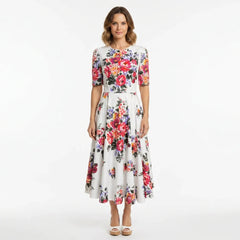 Floralia Italiana Cotton Midi Dress with Pockets