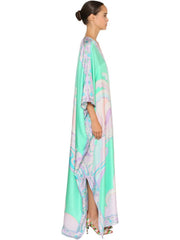 High Quality Women Dress Summer 2023 Runway Designer Loose Maxi Dress Bohimian Fashion Print Kaftan Silk Dress Plus Size
