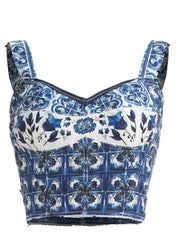 "Majolica-print" Women Cotton Top and Skirt Suitset