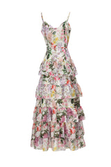 Retro Print Single-Breasted Cami Dress