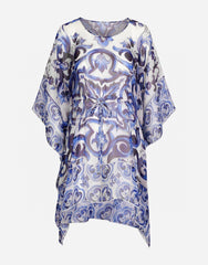 Luxury Designer Women Summer Print Silk Short Kaftan Dress 2023 Runway Fashion