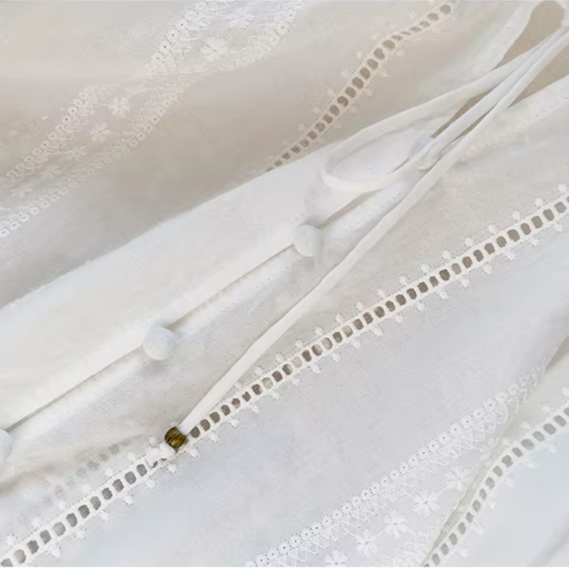 White Broderie Cotton Blouse and Skirt Set