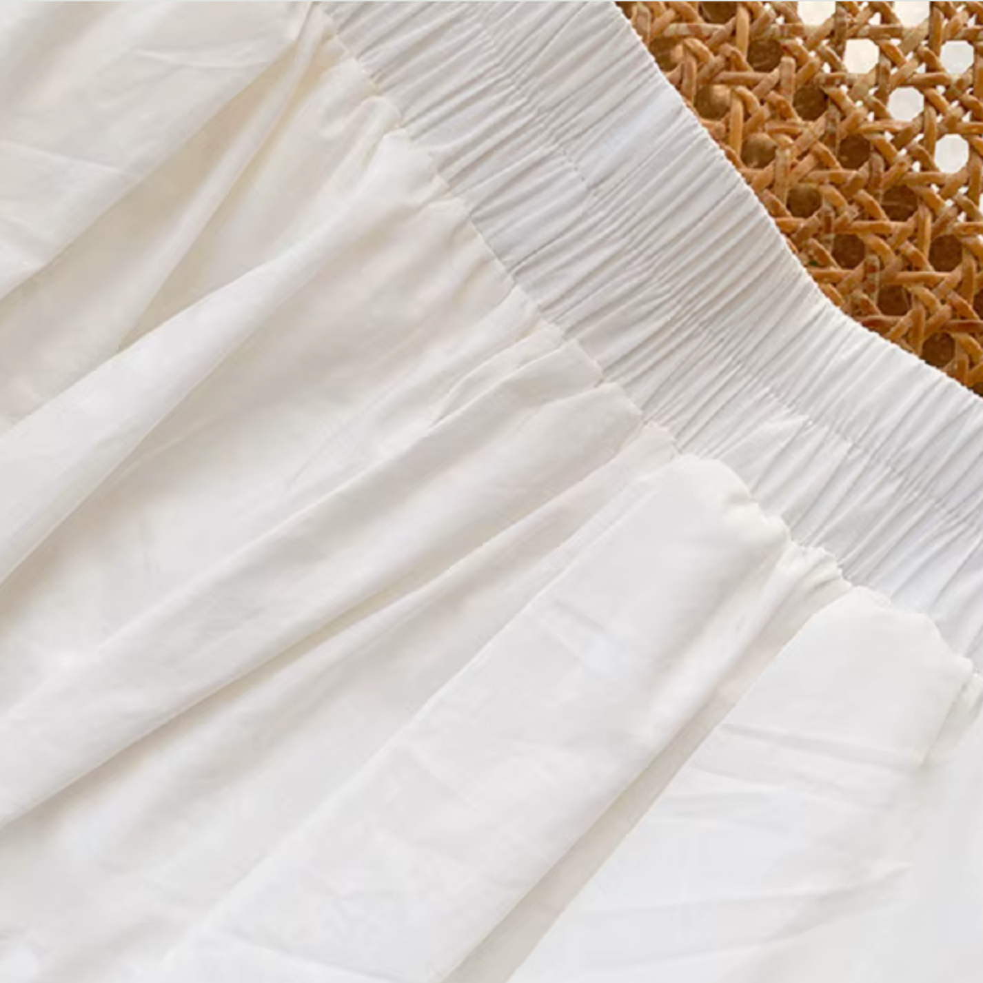 White Broderie Cotton Sleeveless Top and Skirt Set