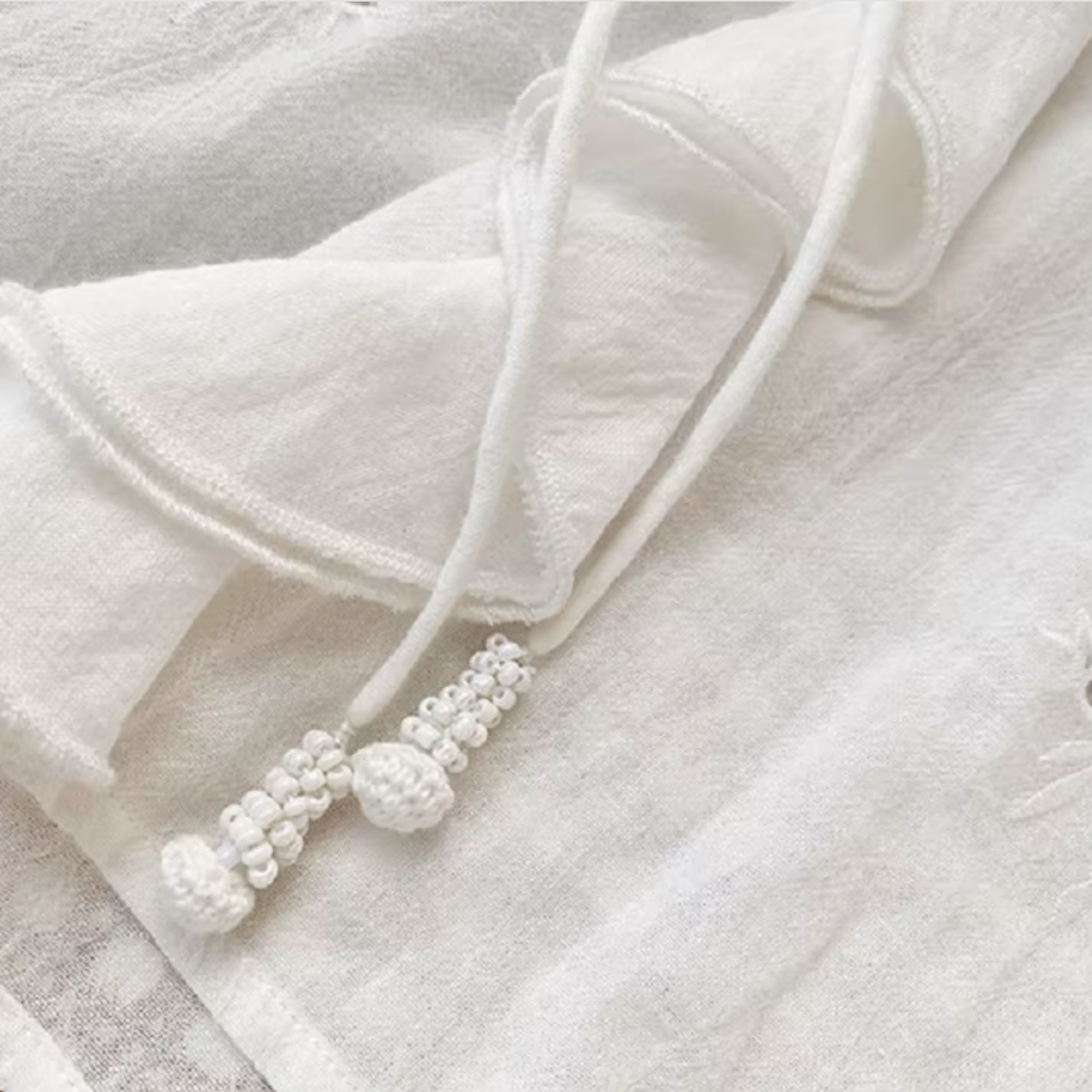 White Broderie Cotton Linen Blouse and Skirt Set
