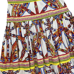 Sicilian Carretto Print White Maxi Cotton Skirt
