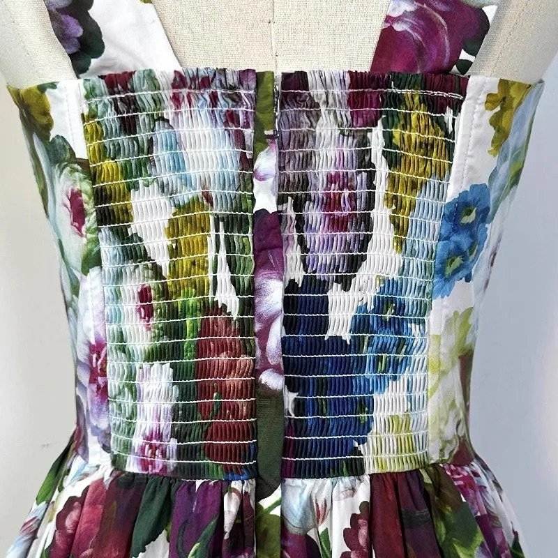 OUTLET: Luxury Designer Georgina print push up 100% cotton dress, SIZE S / EU34 / US4