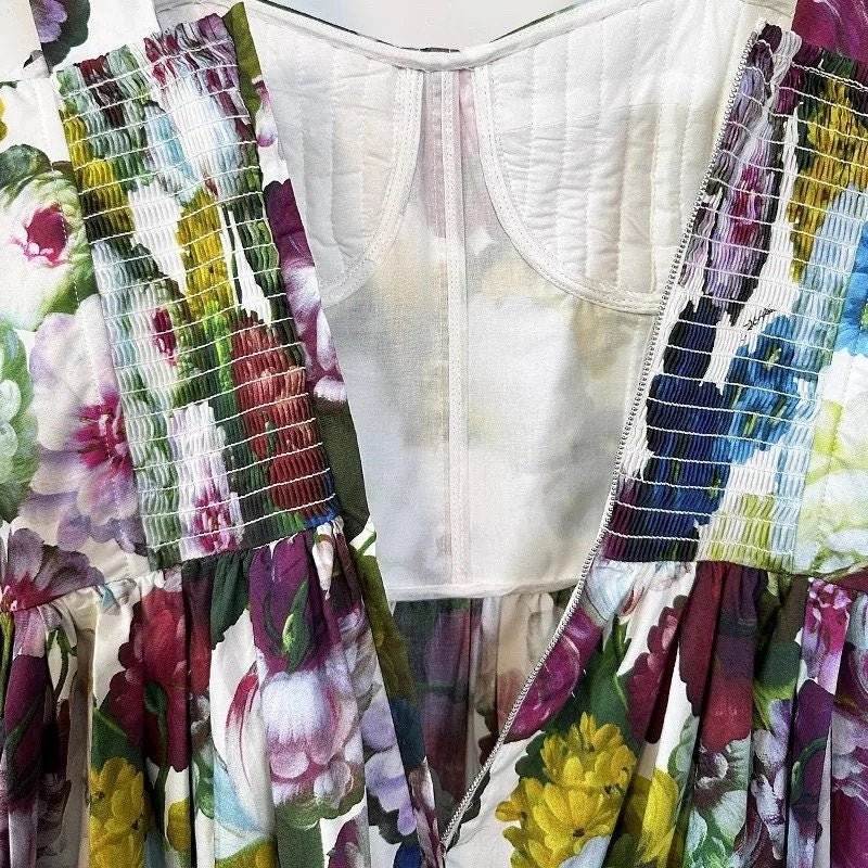 OUTLET: Luxury Designer Georgina print push up 100% cotton dress, SIZE S / EU34 / US4